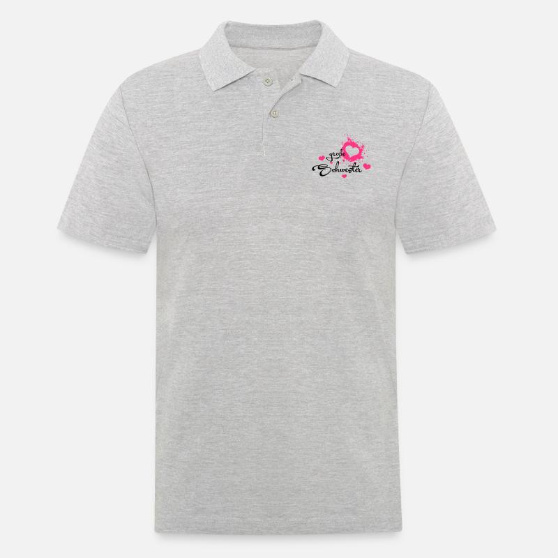 Große Schwester - Herzchen - Männer Poloshirt - Grau meliert