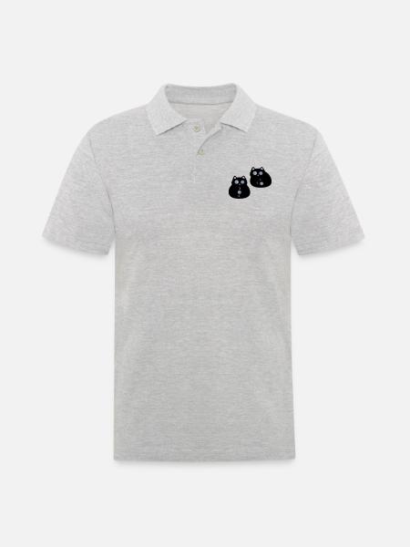 Katzen mit Mondaugen - Männer Poloshirt - Grau meliert
