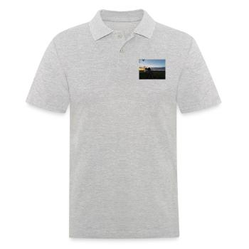 Eisenbahn fährt in den Sonnenuntergang - Männer Poloshirt - Grau meliert - Vorne - Kai (181cm)