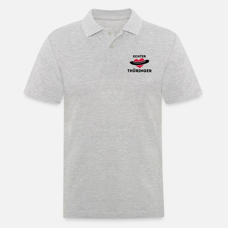 Echter Thüringer - Bratwurstliebe - Männer Poloshirt - Grau meliert