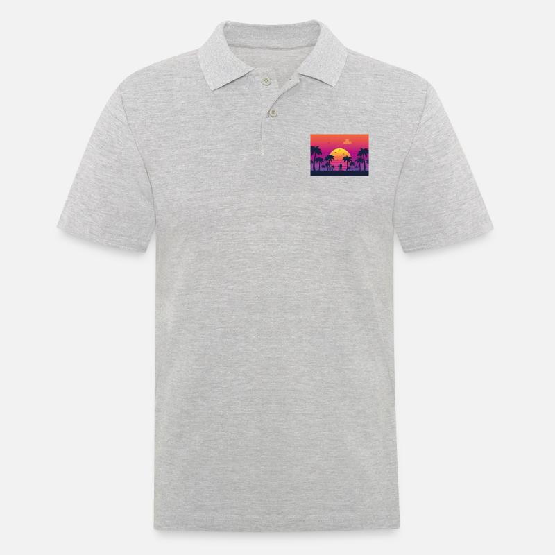 sunset surf - Männer Poloshirt - Grau meliert