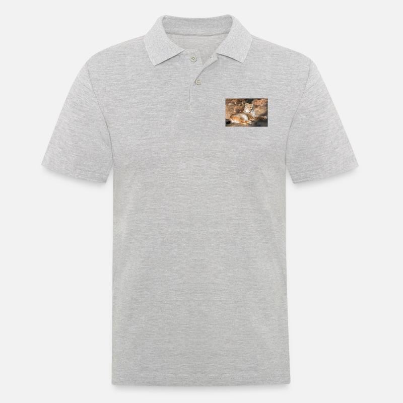 Eurasischer Luchs oder Nordluchs (Lynx lynx) - Männer Poloshirt - Grau meliert