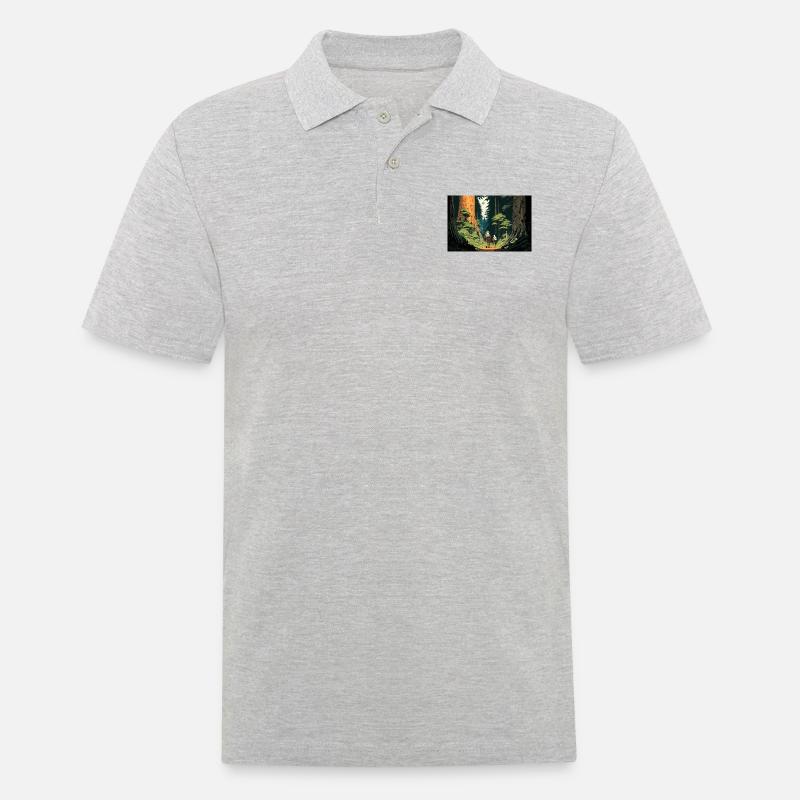 Interstelar im Wald - Männer Poloshirt - Grau meliert