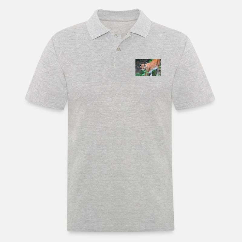 Eurasischer Luchs oder Nördlicher Luchs - Männer Poloshirt - Grau meliert