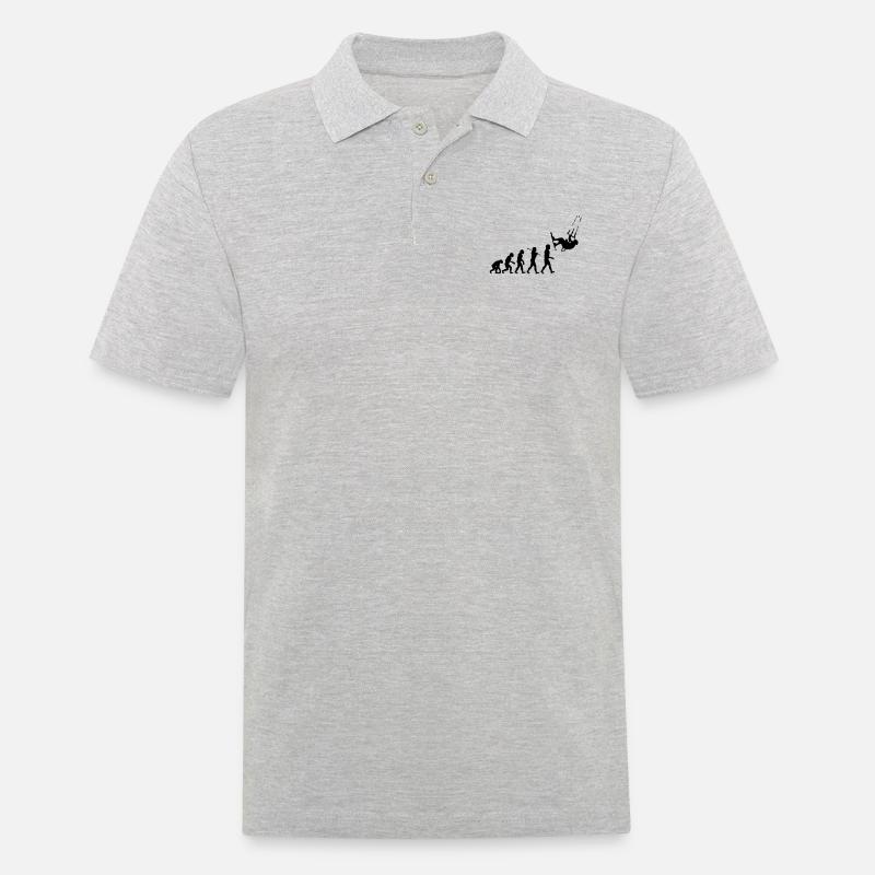 Kitesurf Evolution - Männer Poloshirt - Grau meliert