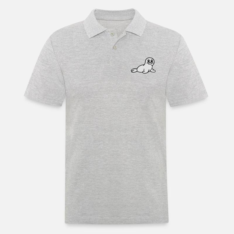 Robbe - Männer Poloshirt - Grau meliert