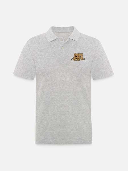 famille frères et sœurs enfants papa maman bébé cub l - Polo Homme - gris chiné