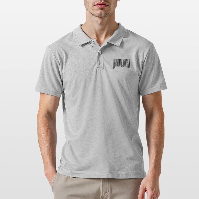 Barcode Strokes Lines Scribbled Barcode Scan Polo Homme