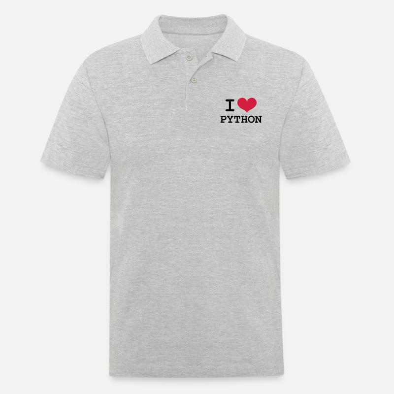 I Love Python - Polo Homme - gris chiné