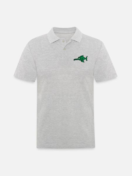 doof schläfrig Schwertfisch - Männer Poloshirt - Grau meliert