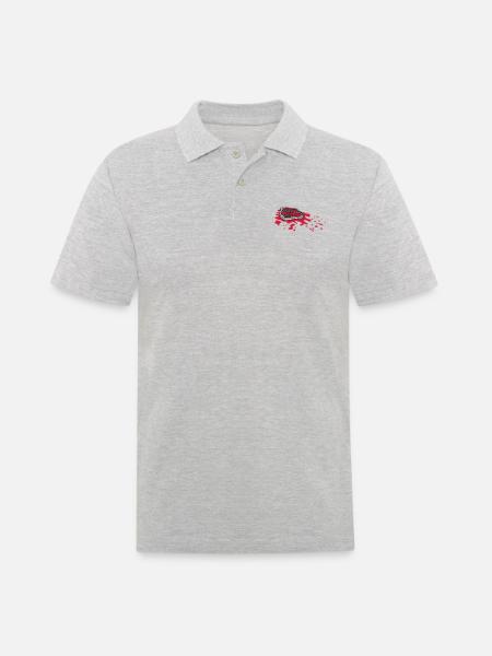 Blutlache Steak saftig Grillmeister - Männer Poloshirt - Grau meliert