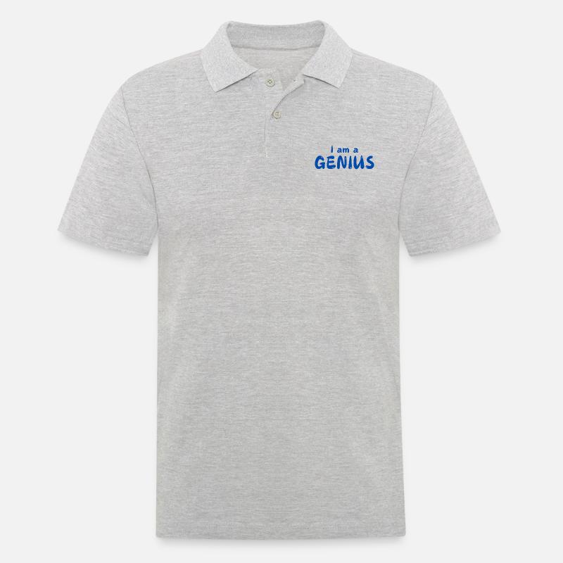 I am a GENIUS - Männer Poloshirt - Grau meliert