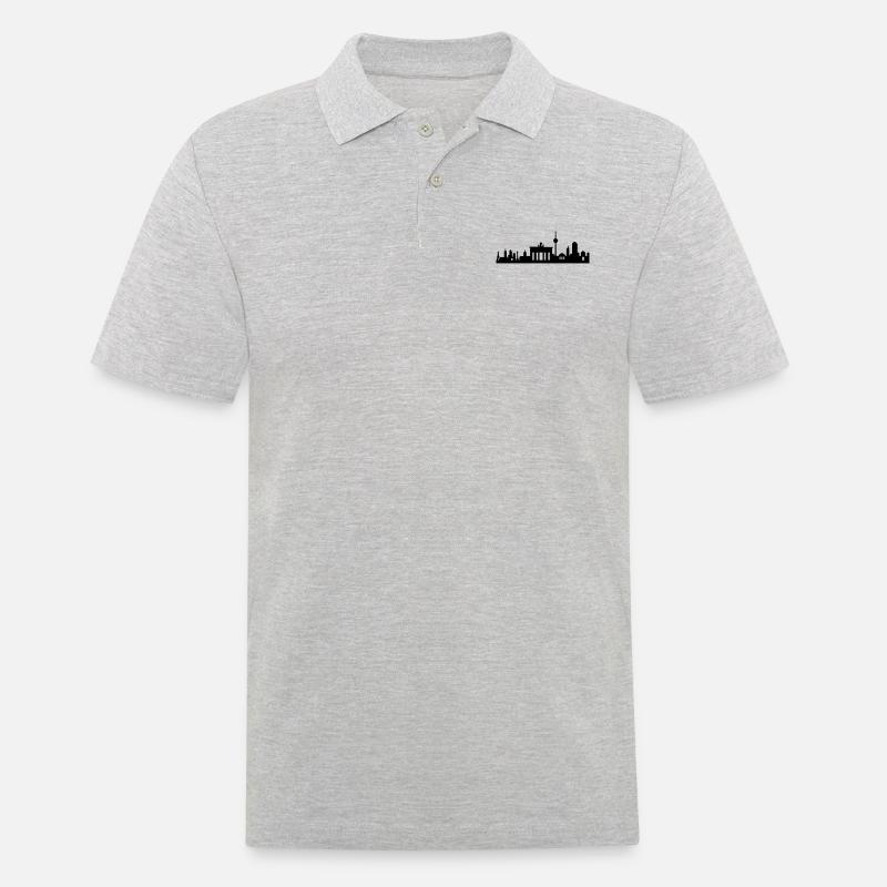 Berlin Skyline klein abstrakt - Männer Poloshirt - Grau meliert