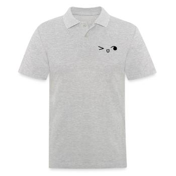 kawaii_face_8 - Männer Poloshirt - Grau meliert - Vorne - Kai (181cm)
