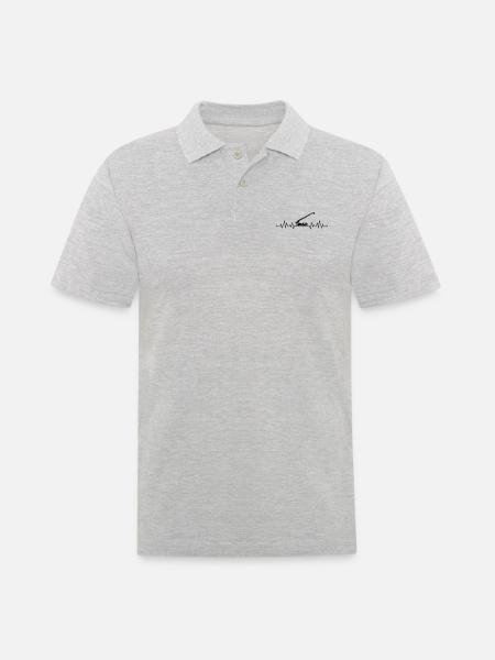 Herzschlag feuerwehr Drehleiter - Männer Poloshirt - Grau meliert