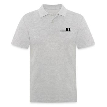 03_Black_Bauhaus93 - Männer Poloshirt - Grau meliert - Vorne - Kai (181cm)