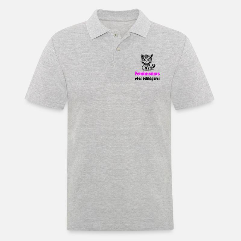 Feminismus oder Schlägerei - Männer Poloshirt - Grau meliert