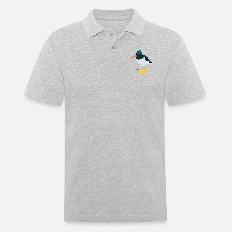Austernfischer mit Gummistiefeln moin - Männer Poloshirt - Grau meliert