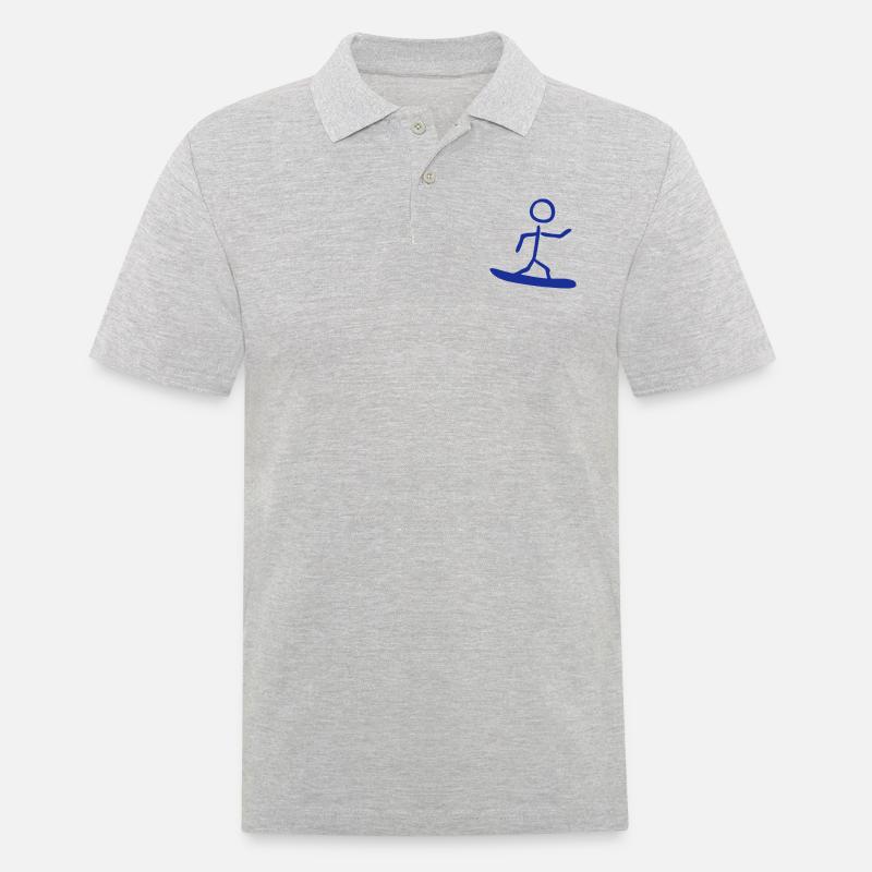 surffer surf surfer surf - Polo Homme - gris chiné