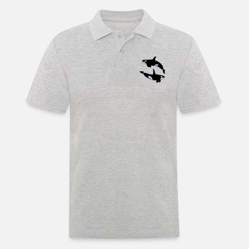 2 Schwertwale - Männer Poloshirt - Grau meliert