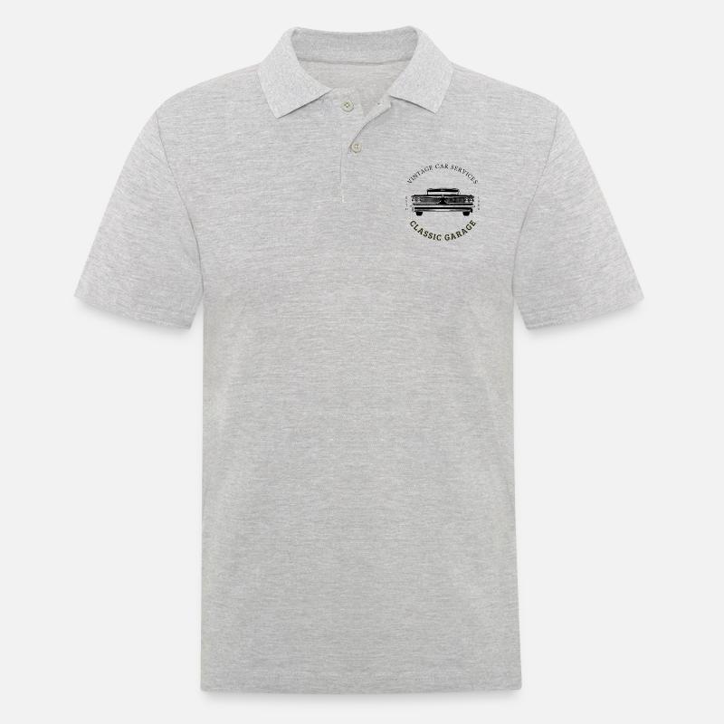 Oldtimer Auto Services Logo - Männer Poloshirt - Grau meliert