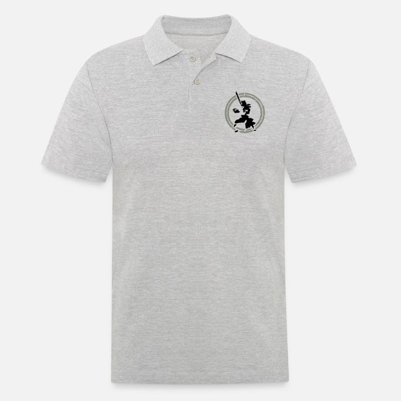 Samurai - Männer Poloshirt - Grau meliert