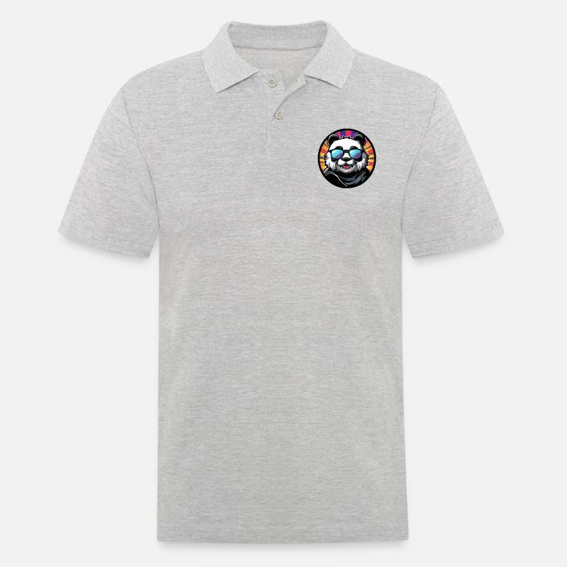 Panda Comic Cool - Männer Poloshirt - Grau meliert