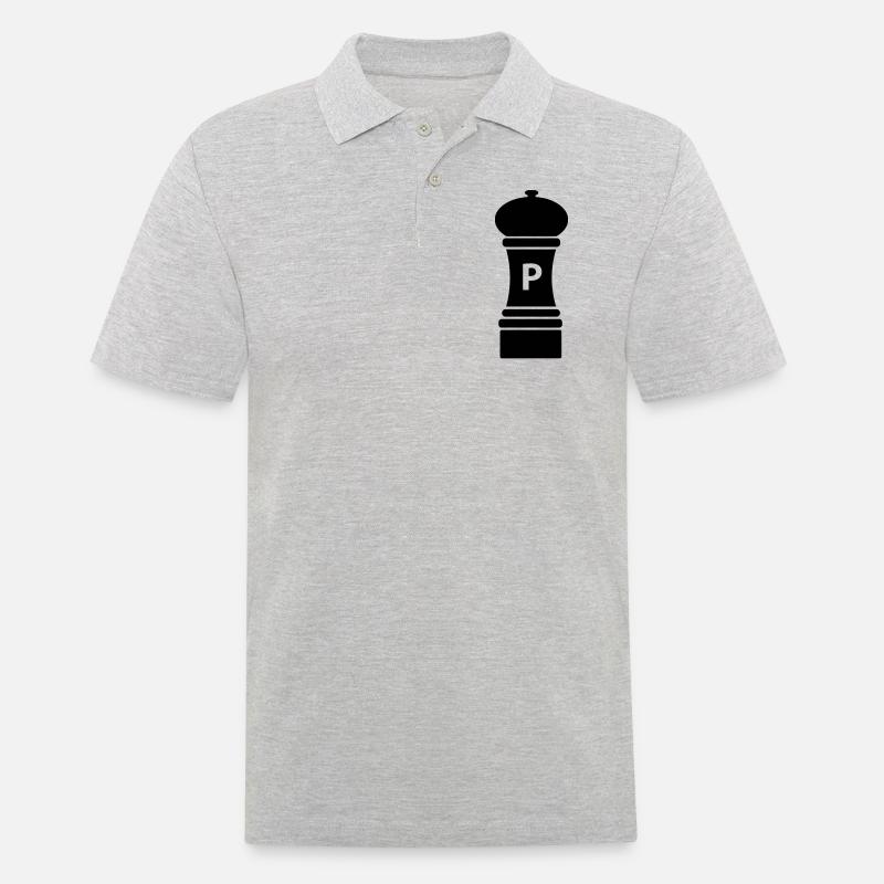 Schwarze Pfeffermühle / Geschenkidee - Männer Poloshirt - Grau meliert