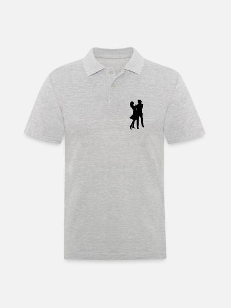 Tanzendes Tanzpaar Mann und Frau Schattenfigur - Männer Poloshirt - Grau meliert