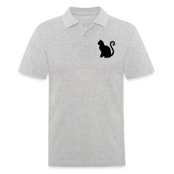 katze schwarz herz - Männer Poloshirt - Grau meliert - Vorne - Kai (181cm)