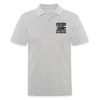 Manche spielten in ihrer Kindheit mit einer Drehl - Männer Poloshirt - Grau meliert - Vorne - Kai (181cm)