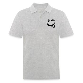 smiley_illu_c1 - Männer Poloshirt - Grau meliert - Vorne - Kai (181cm)