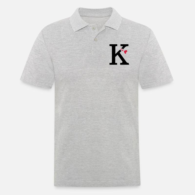 Großbuchstabe K mit Herzen - Männer Poloshirt - Grau meliert