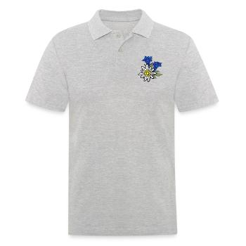 edelweiss_mit_enzian - Männer Poloshirt - Grau meliert - Vorne - Kai (181cm)