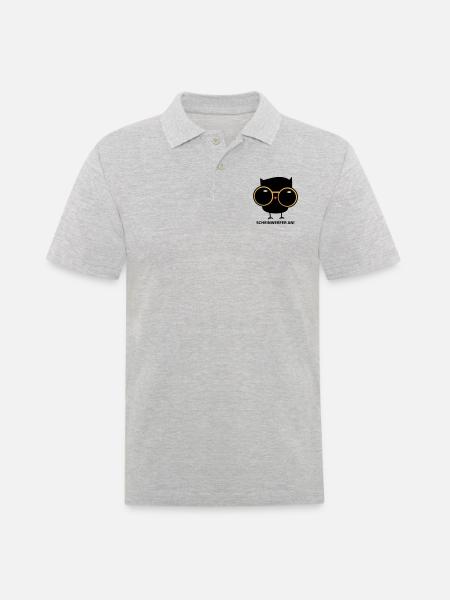 Eule mit Brille (b) - Männer Poloshirt - Grau meliert