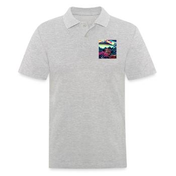 Image de style anime japonais dans le style ukiyo-e - Polo Homme - gris chiné - Devant - Kai (181cm)
