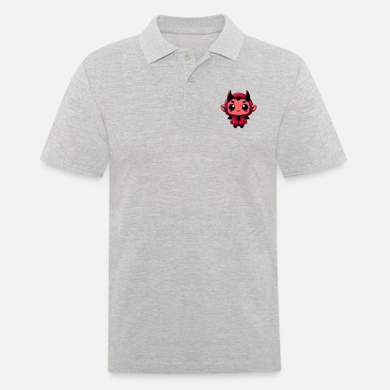 Chibi Roter Teufel - Männer Poloshirt - Grau meliert