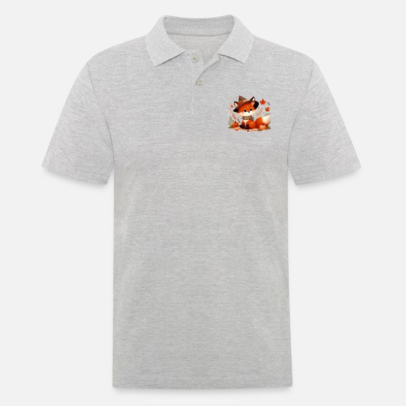 Fuchs Herbst 6 - Männer Poloshirt - Grau meliert