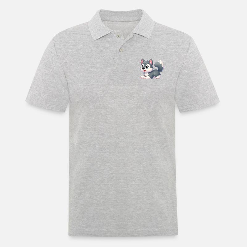Wolf 15 - Männer Poloshirt - Grau meliert