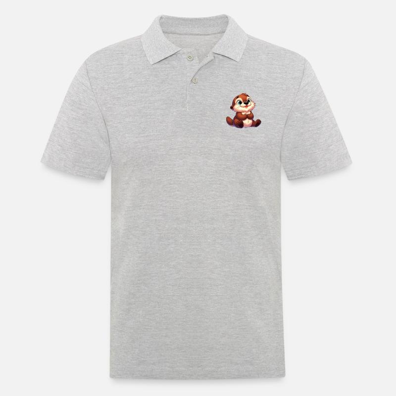 Fischotter 15 - Männer Poloshirt - Grau meliert