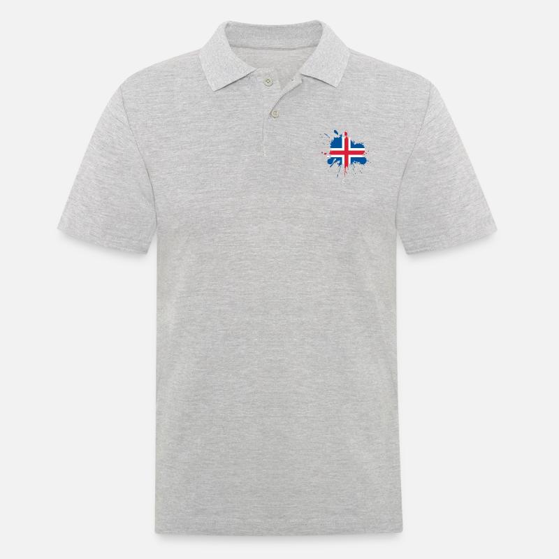 Conception du drapeau de l’Islande - Polo Homme - gris chiné