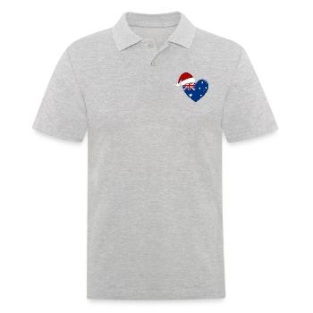Drapeau Australie coeur de Noël - Polo Homme - gris chiné - Devant - Kai (181cm)