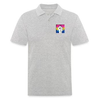 Bisexueller panromantischer Pride Fist Aufkleber - Männer Poloshirt - Grau meliert - Vorne - Kai (181cm)