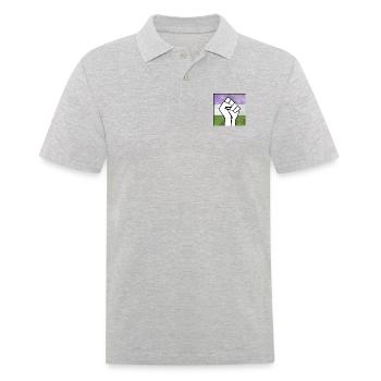 Genderqueer Pride Faust Aufkleber - Männer Poloshirt - Grau meliert - Vorne - Kai (181cm)