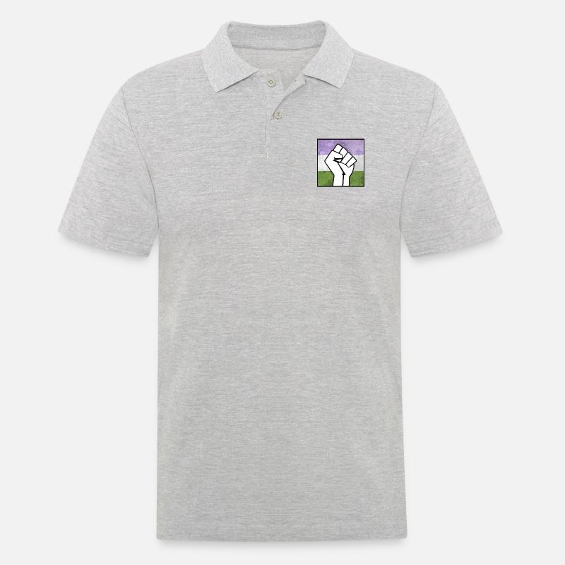 Genderqueer Pride Faust Aufkleber - Männer Poloshirt - Grau meliert