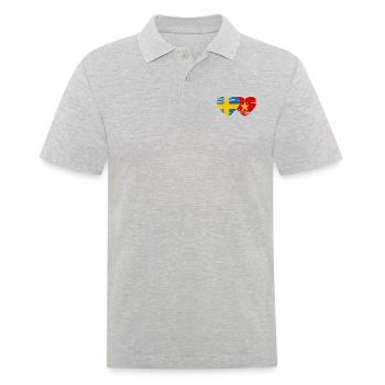 Suède Vietnam drapeau coeur utilisé - Polo Homme - gris chiné - Devant - Kai (181cm)
