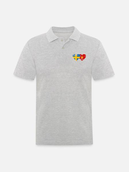 Schweden Vietnam Flagge Herz used - Männer Poloshirt - Grau meliert