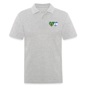 Brésil Argentine Drapeau Coeur Utilisé - Polo Homme - gris chiné - Devant - Kai (181cm)