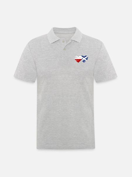 Poland Scotland Flag Heart Used - Men's Polo Shirt - heather grey