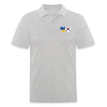 Ukraine Südkorea Flagge Herz used - Männer Poloshirt - Grau meliert - Vorne - Kai (181cm)